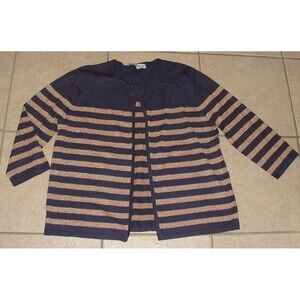 Sparkly Dark Blue Sz Large Casual or Dress Stretchy Sweater SAMANTHA GREY
